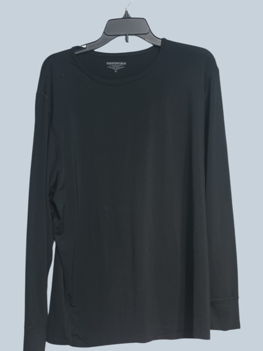 Men's Long-Sleeve Black Crewneck Tee